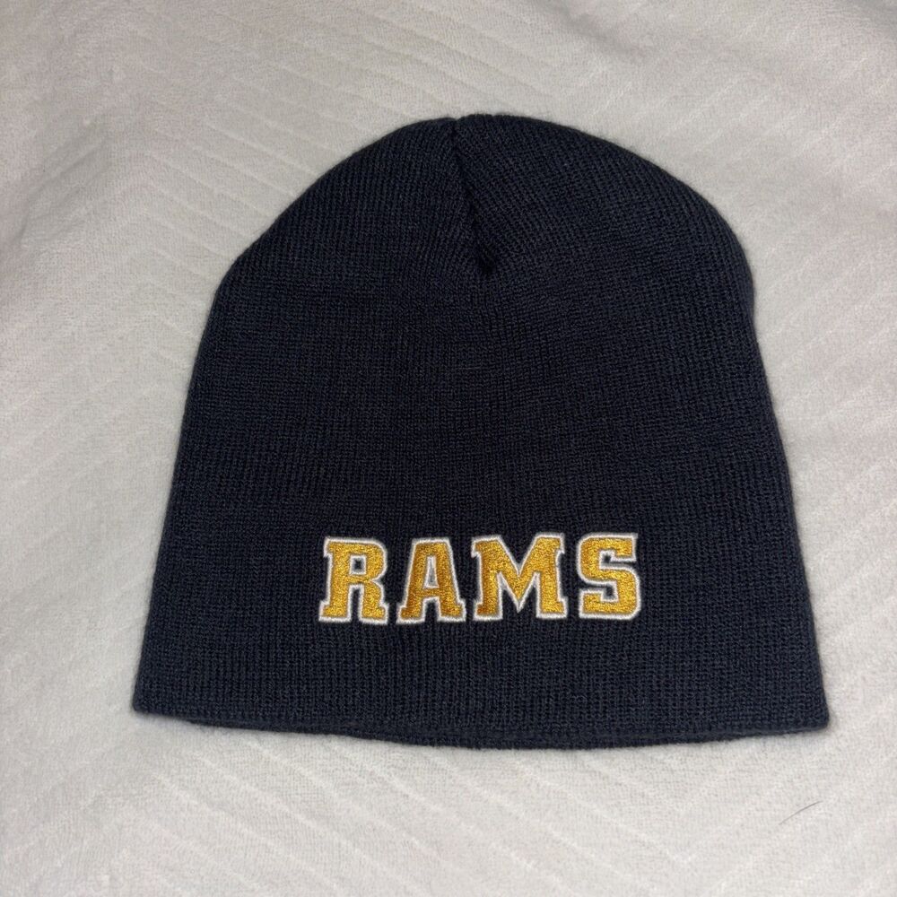 RAMS Sport & Company Black Knit Beanie Embroidered Acrylic Winter Hat Unisex